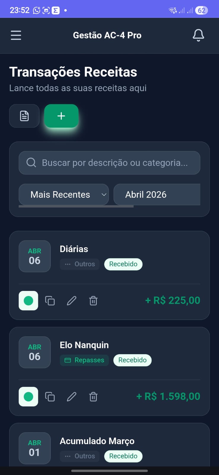 Lista de recebíveis