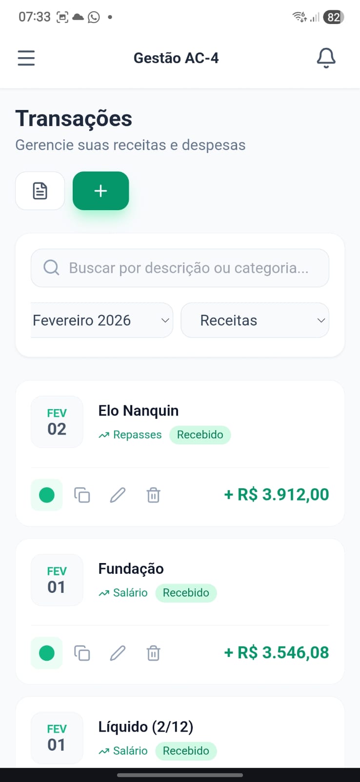 Lista de receitas com AC-4
